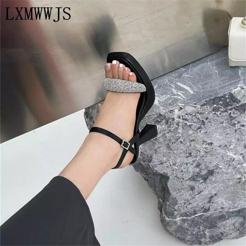Square Toe Muller Rhinestone Sexy Heel